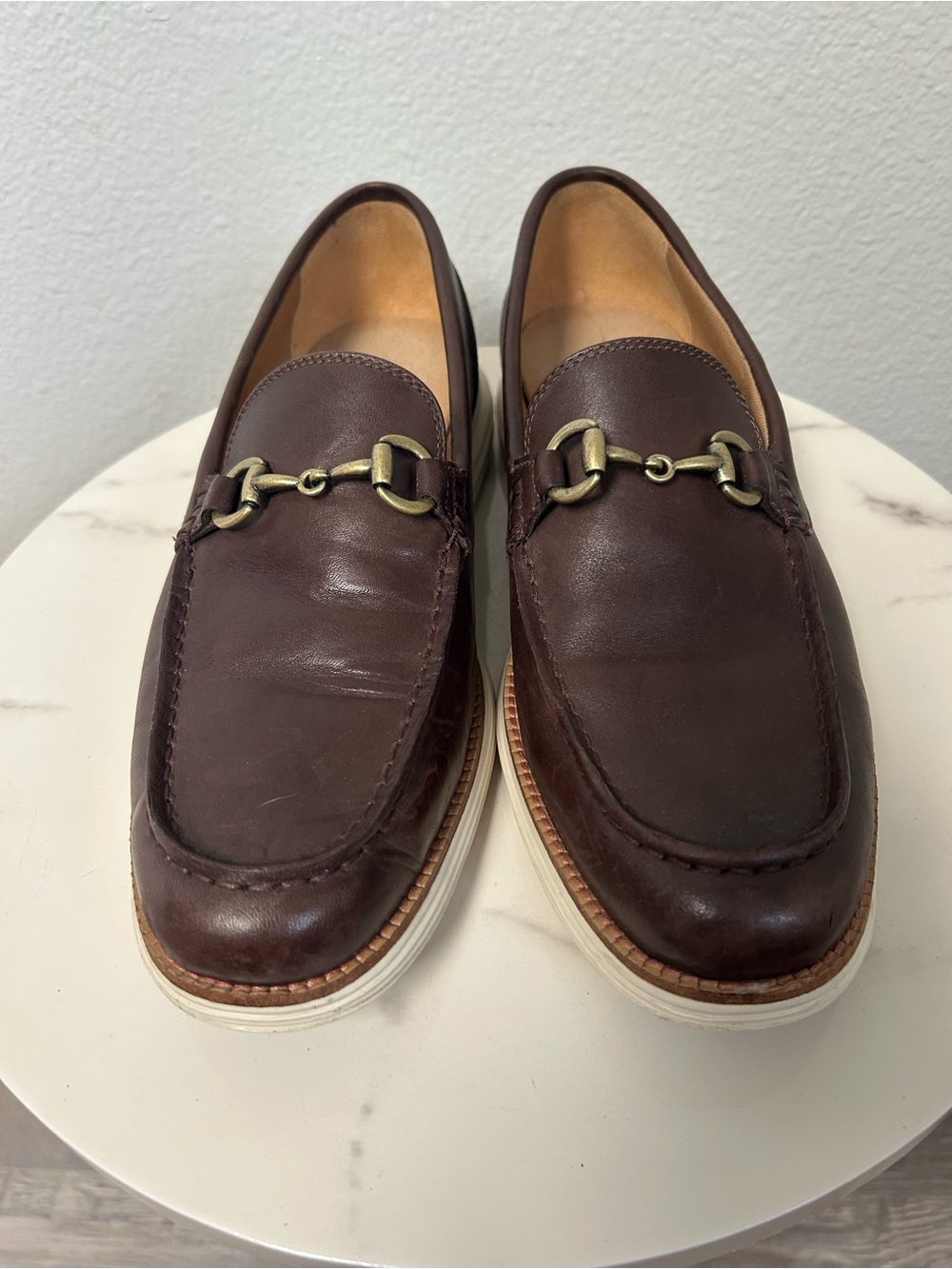 Cole Haan Grand OS Brown Leather Bit Loafers